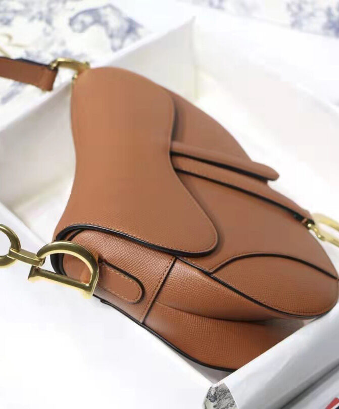 Christian Dior Saddle Bag Leather Coffee